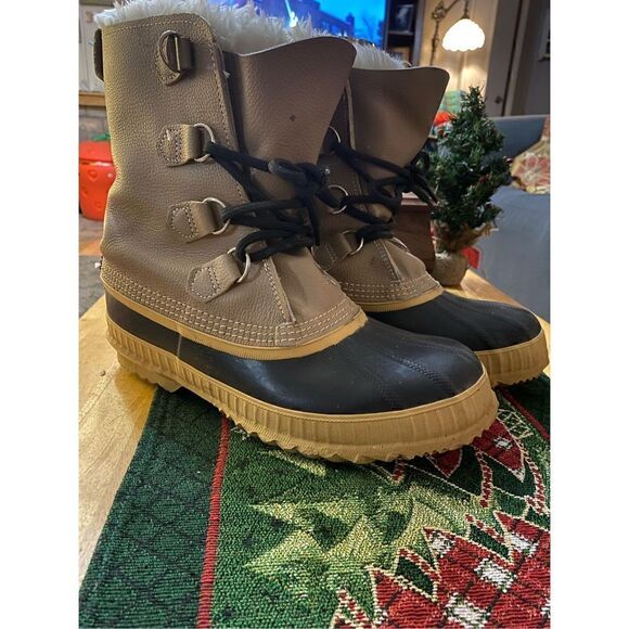 SOREL winter rubber fur boots size 8 mens - Picture 2 of 10